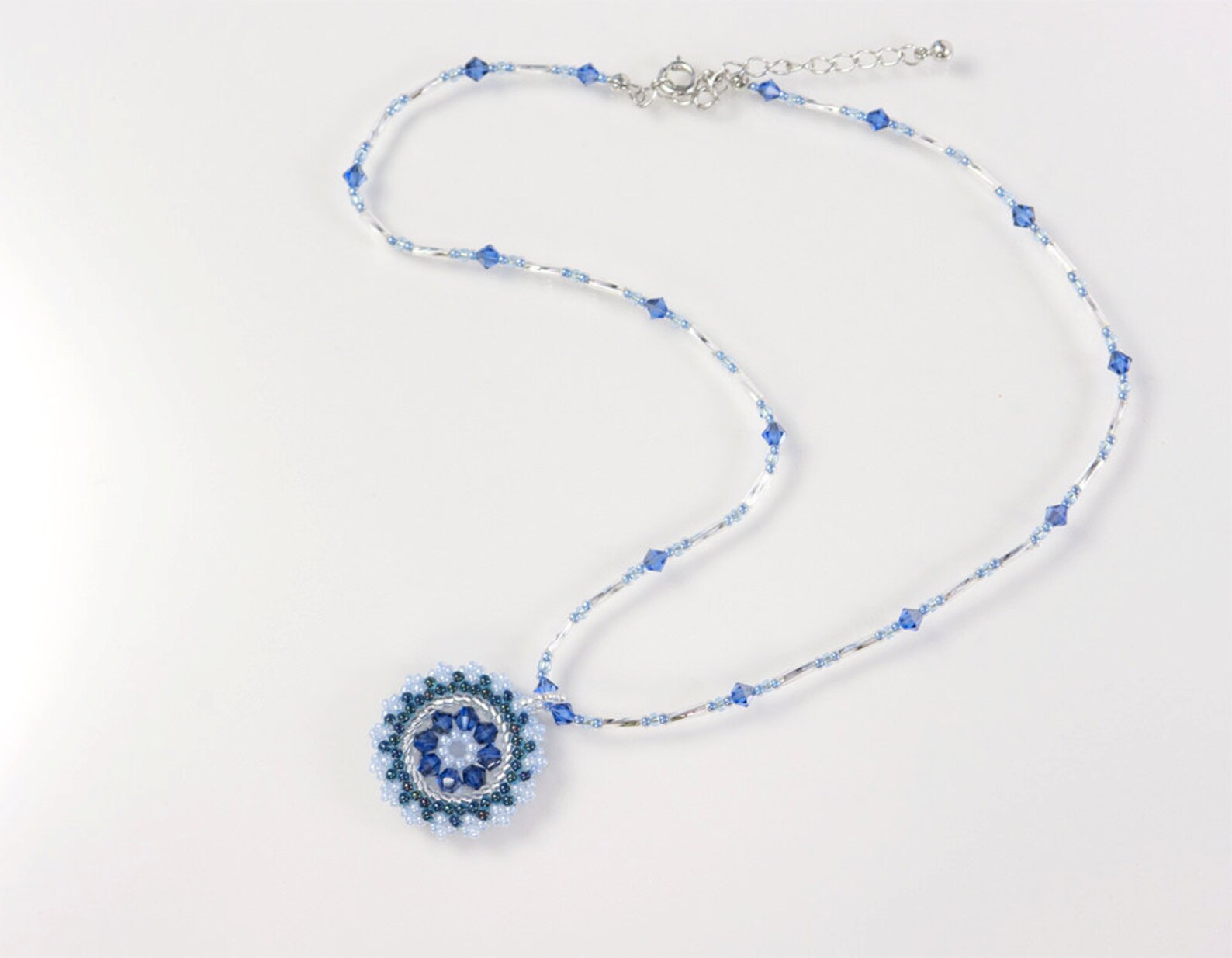 Swarovski crystal pendant necklace blue circle pendant blue Etsy