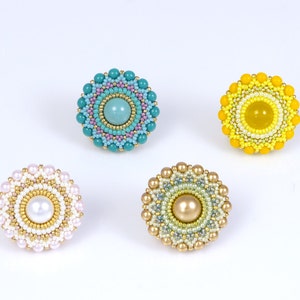 Yellow brooch, flower motif, spring jewelry, round beaded brooch, elegant, feminine, womens birthday, easter gift, 150-338 image 4