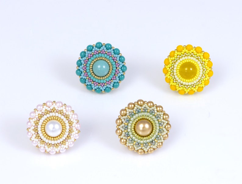 Yellow brooch, flower motif, spring jewelry, round beaded brooch, elegant, feminine, womens birthday, easter gift, 150-338 image 4