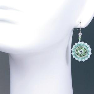 Green Swarovski crystal earrings, mint green earrings, spring earrings circle, green statement earrings , circular earrings, for her, 211-1