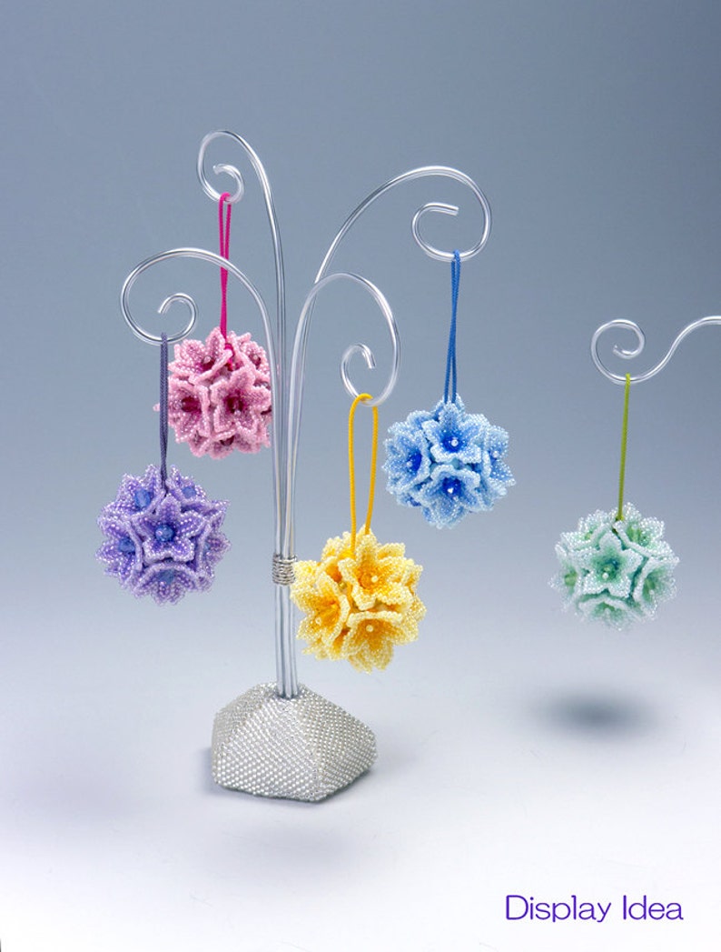 1404 pink floral home decor Beaded Flower Ball Ornament bag charm gift ideas for women