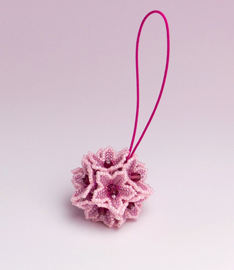 1404 pink floral home decor Beaded Flower Ball Ornament bag charm gift ideas for women