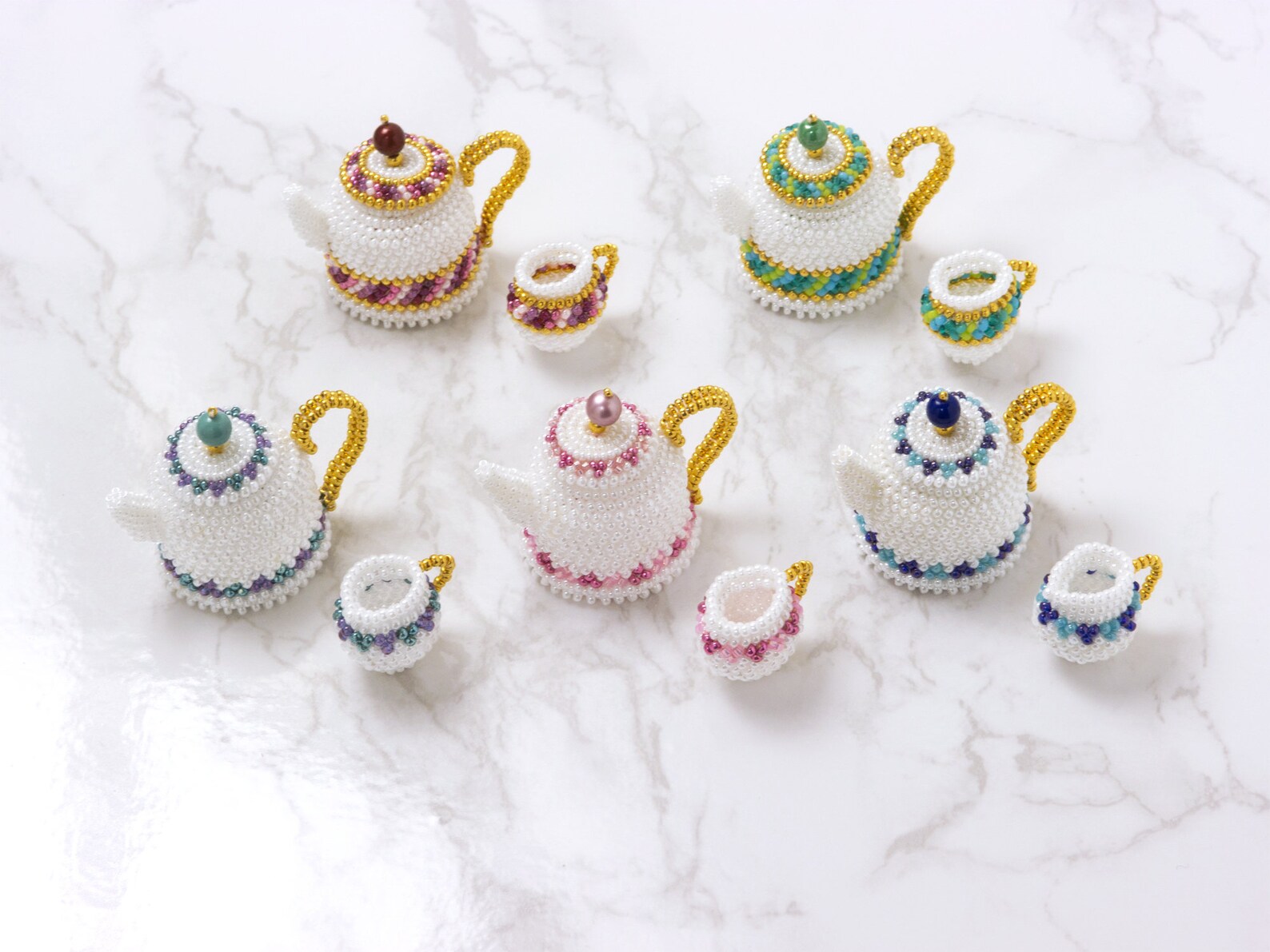 Beading Pattern Beaded Teapot and Cream Pitcher With Plaited Etsy UK