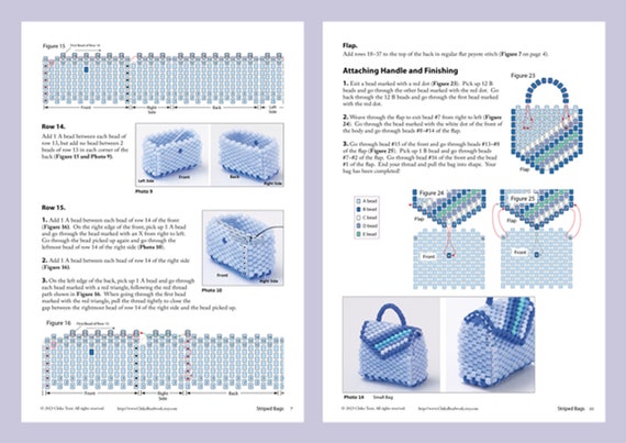 Beaded Bag Peyote Pattern, Striped Bag, Bead Pattern for Bag Charm ...