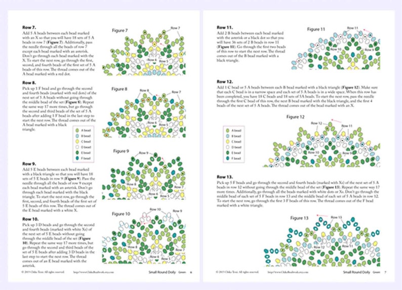 Seed bead pattern, beaded ornament green, doily pattern pdf, 236-1gr image 2