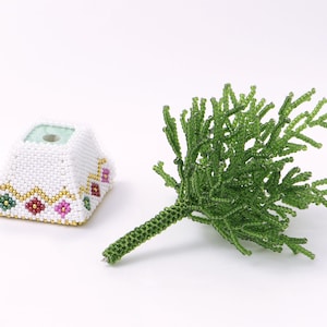 Perlenmuster, Perlen Miniatur Baum mit Trapeztopf, Peyote Stich, peyote perlenmuster, ept443-1tree, ept443-2pot Bild 4