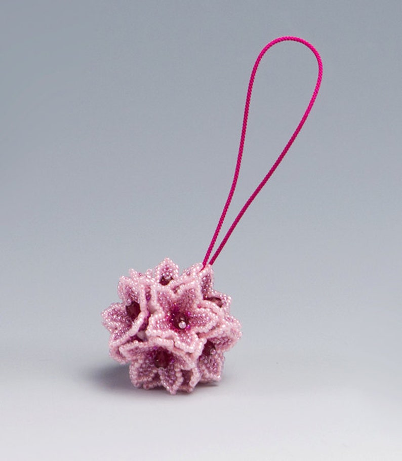 1404 pink floral home decor Beaded Flower Ball Ornament bag charm gift ideas for women