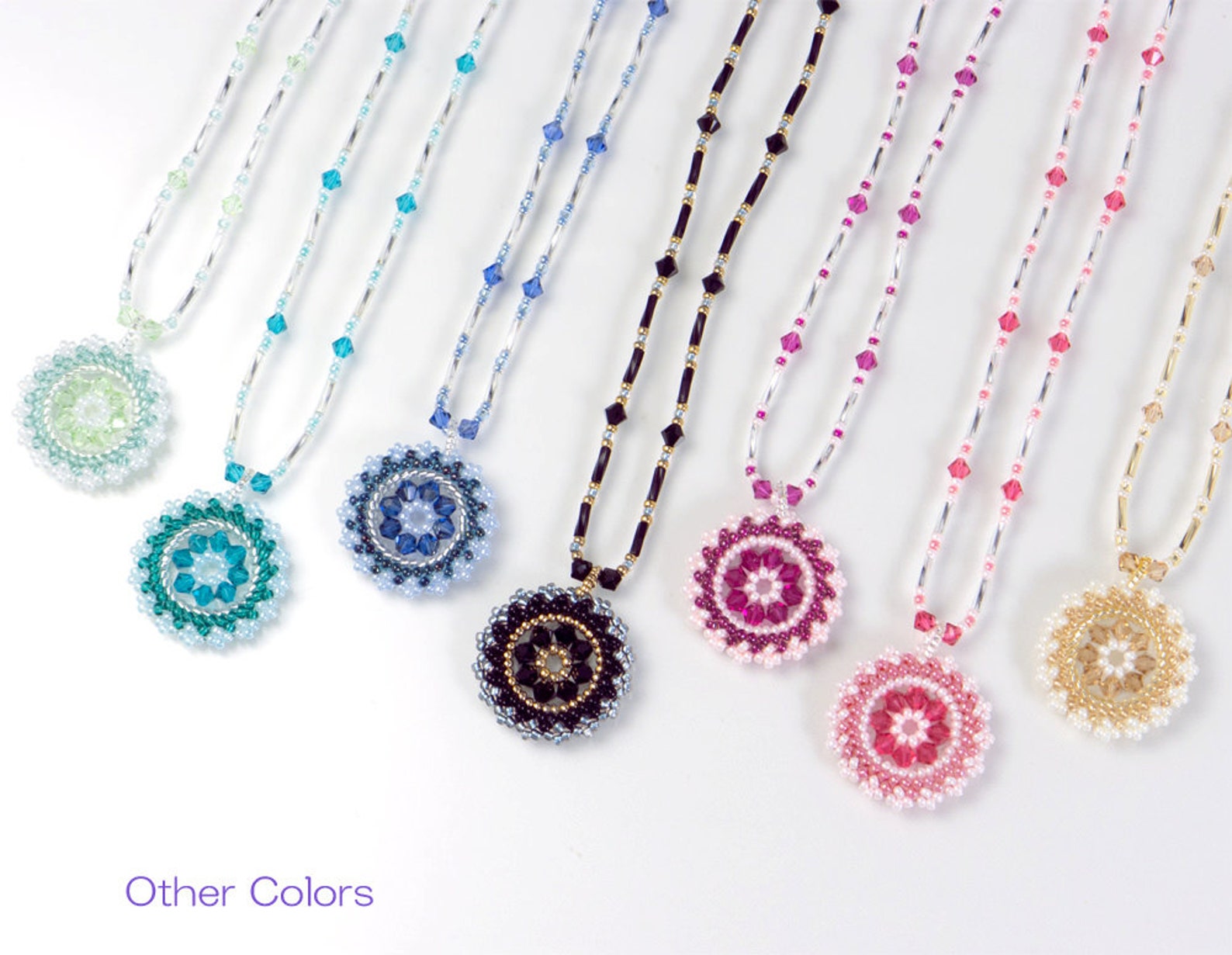 Swarovski crystal pendant necklace blue circle pendant blue Etsy