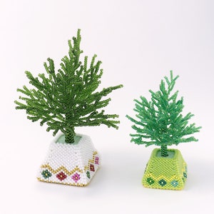 Perlenmuster, Perlen Miniatur Baum mit Trapeztopf, Peyote Stich, peyote perlenmuster, ept443-1tree, ept443-2pot Bild 2