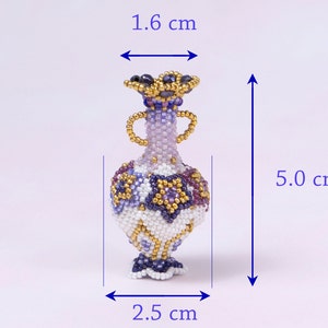 Star bottle, tiny vase, beaded bottle, purple, home decor vase, home decor accessory, miniature collection, beadwork, 365-1 image 2