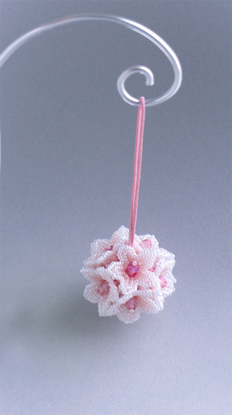 Beaded Flower Ball Ornament Pink & White Cherry Blossom - Etsy