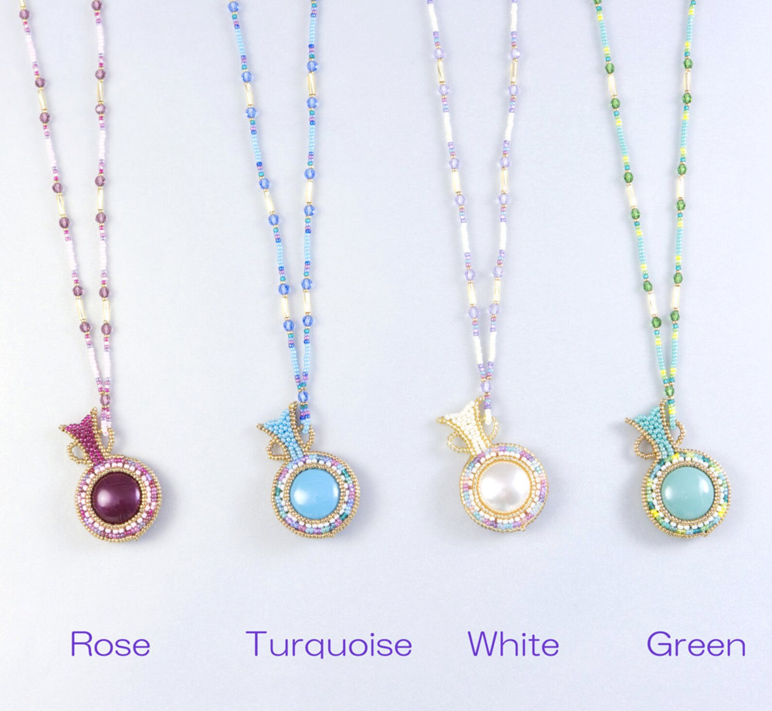 Beaded bottle necklace round bottle pendant white rose Etsy