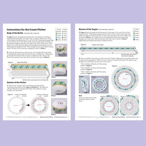 Beading pattern, Beaded Teapot and Cream Pitcher with plaited herringbone stitch, PDF seed bead pattern, ept431-2pot image 9