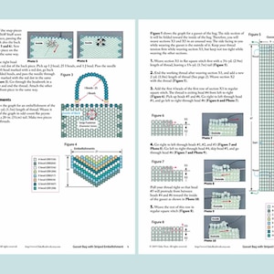 Bead Pattern for bag charm, peyote pattern with delica beads, gusset bag with striped embellishment ept280-1, bag-pattern image 10
