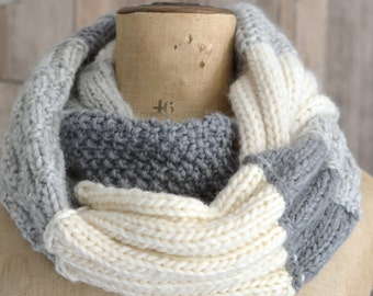 Easy Beginner Knitting Pattern for Infinity scarf Digital file instant download