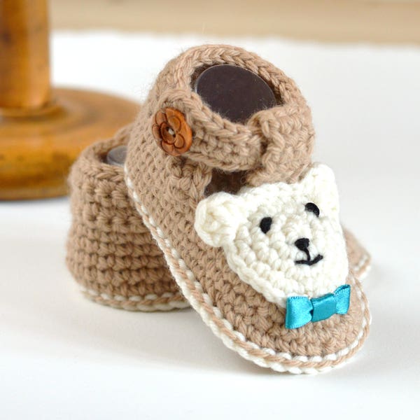 CROCHET PATTERN Baby Booties Bear Booties for Boys AND Girls in 4 Sizes 0-3, 3-6, 6-9, 9-12 months Easy Baby Shoes Pattern Instant Download