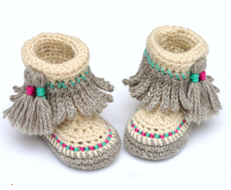 CROCHET PATTERN Baby Moccasins With Tassel Fringe Instructions Etsy