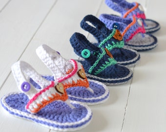 Crochet Pattern Baby Sandals Flip Flops Baby Beach Shoes NEW PATTERN 2 sizes Digital File Instant Download