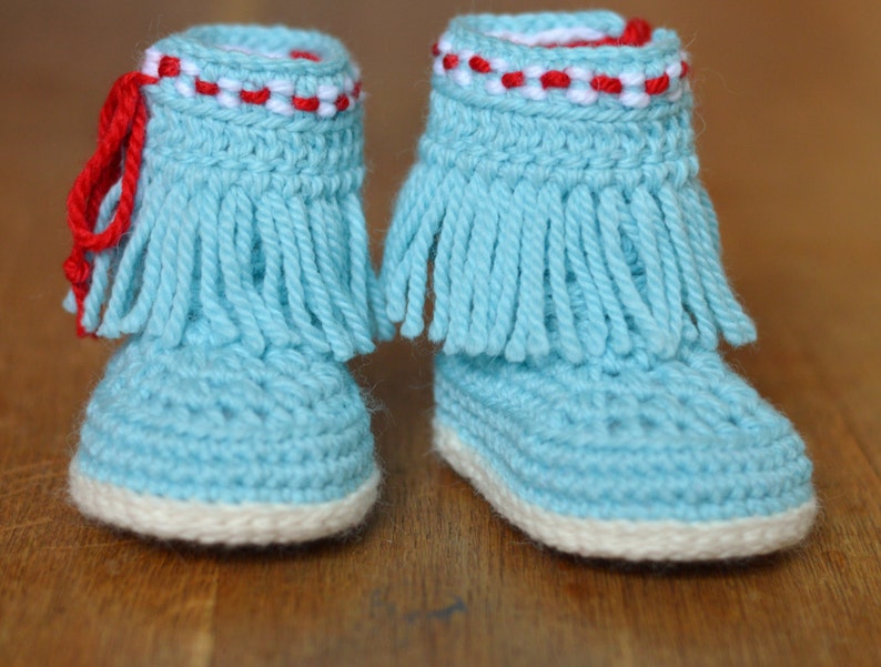 CROCHET PATTERN Baby Moccasin Booties with Fringes sizes 3-6 months, 6-9 months, 9-12 months PDF Instant Download easy booties pattern image 4