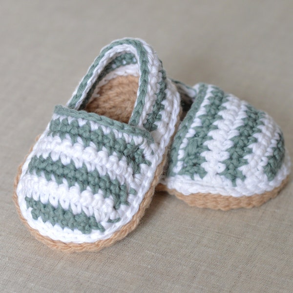 Crochet Pattern - Baby Espadrilles Photo Tutorial Digital File Baby Shoes - US and UK crochet terms