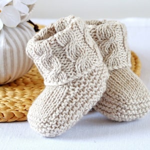 Booties Knitting Pattern Baby Cable Booties Knitting Photo Tutorial PDF Digital File image 1