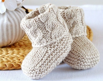 Booties Knitting Pattern - Baby Cable Booties- Knitting Photo Tutorial - PDF - Digital File