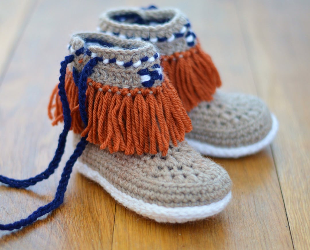 Buy Crochet Pattern for Children's Slippers Moccasin Fringe Boots Pdf  Instant Download Online in India