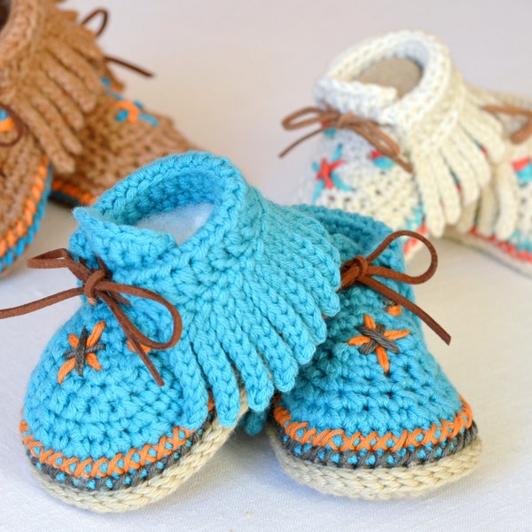 CROCHET PATTERN - Baby Moccasin Shoes -PDF File Instant Download