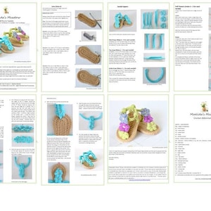 CROCHET PATTERN Baby Sandals with Little Puff Flowers Instant Download Crochet Tutorial Intermediate Beginner image 4