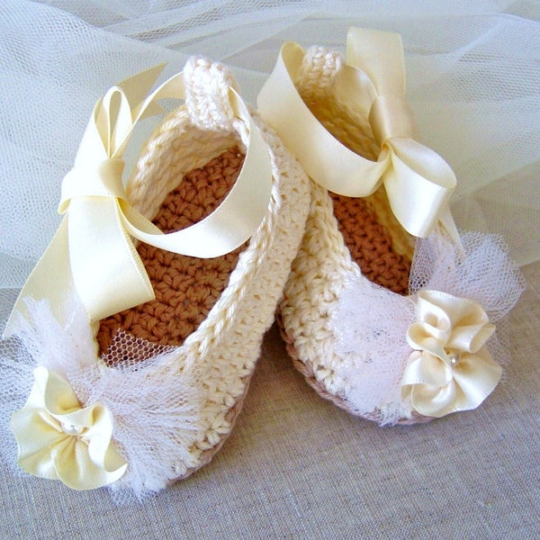 Crochet Pattern Baby Ballerina Slippers Baby Wedding Shoes Bridal Booties Digital File Crochet Pattern Instant Download