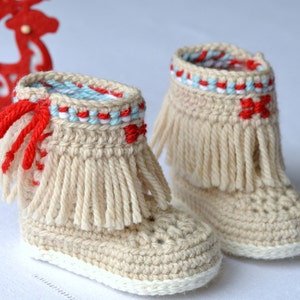Baby Moccasin Booties CROCHET PATTERN, Fringe Moccasins for baby, 3 Sizes, Photo Tutorial, Easy Baby Shoes Crochet Pattern, Instant Download image 2