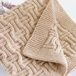 Basketweave Baby Blanket Knitting Pattern: Reversible Design (Instant Download)