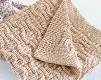 Basketweave Baby Blanket Knitting Pattern: Reversible Design (Instant Download)