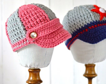 Baby Baseball Cap Crochet Pattern: American Star, Girl's Jockey (PDF Pattern)