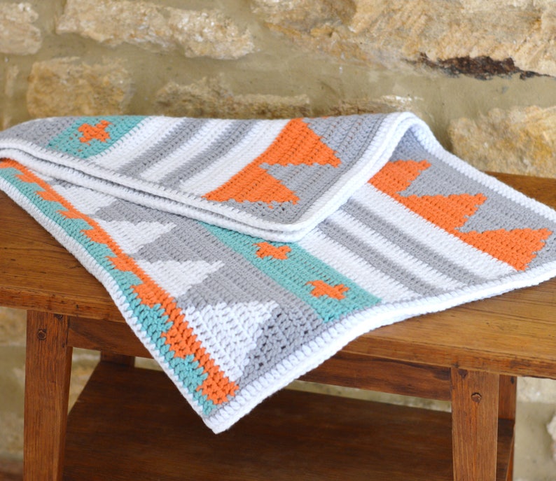 Crochet Pattern Baby Blanket Native American Style Afghan Etsy