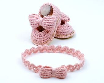 Baby Shoes Crochet Pattern / Baby headband Crochet Pattern / 3 Sizes / Easy Booties Crochet Pattern PDF