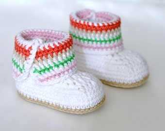 CROCHET PATTERN Baby Booties Stripy Cuff Crochet Boots for Baby in 2 sizes Instant Download Quick and Easy Crochet Unisex Baby shoes Pattern