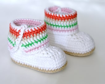 CROCHET PATTERN Baby Booties Stripy Cuff Crochet Boots for Baby in 2 sizes Instant Download Quick and Easy Crochet Unisex Baby shoes Pattern