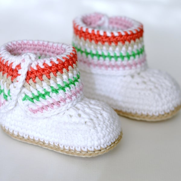 CROCHET PATTERN Baby Booties Stripy Cuff Crochet Boots for Baby in 2 sizes Instant Download Quick and Easy Crochet Unisex Baby shoes Pattern