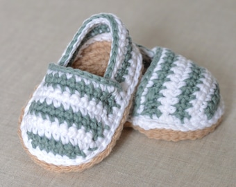 Crochet Baby Espadrilles Pattern: Stripy Shoes (Digital Download)