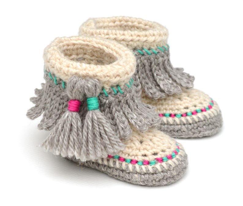 CROCHET PATTERN Baby Moccasins With Tassel Fringe Instructions Etsy