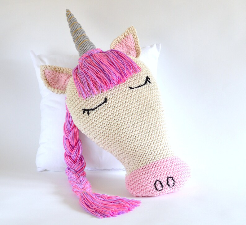 KNITTING PATTERN Unicorn Pillow Sleepy Unicorn and Cloud Etsy