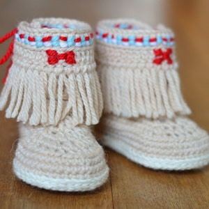 CROCHET PATTERN Baby Moccasin Booties with Fringes sizes 3-6 months, 6-9 months, 9-12 months PDF Instant Download easy booties pattern image 5