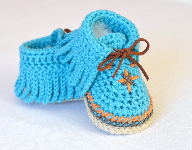 Crochet Pattern Baby Moccasins 3 Sizes Easy Photo Tutorial Digital File Instant Download image 4