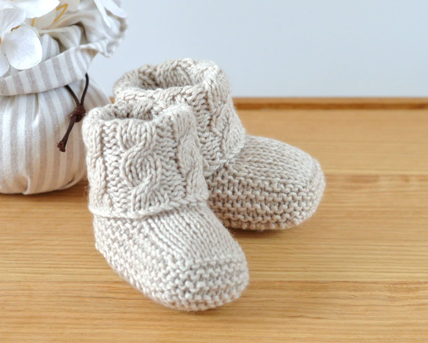 Baby Booties KNITTING PATTERN Cable Baby Booties Photo