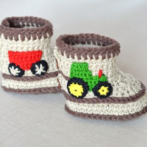 Crochet Pattern Baby Booties Tractor Booties in Three Sizes Crochet ...