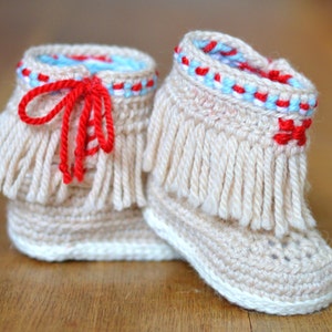 Crochet Baby Booties Pattern: Fringe Moccasins, 3 Sizes (Instant Download)