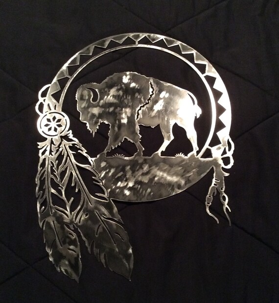 Buffalo Dream Catcher Metal Wall Art Decor Ranch Image 0