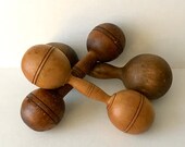 Antique Wooden Dumbbells Mismatched Display Set of 3