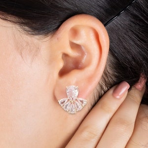 CZ Floral Bridal Stud Earrings • Wedding Jewelry • Crystal Stud Earrings • Wedding Earrings • Cubic Zirconia Studs